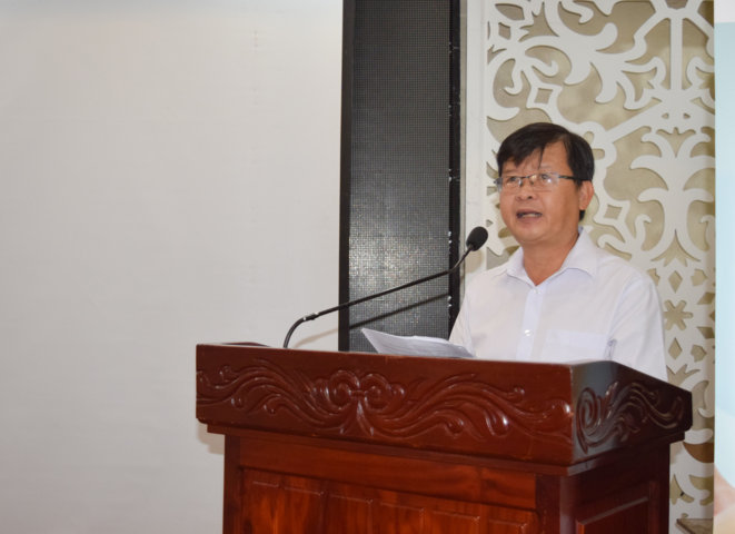 BS.CKII Huỳnh Minh Trúc, Giám đốc Trung tâm Kiểm soát bệnh tật TP Cần Thơ phát biểu khai mạc hội thảo.