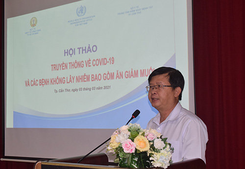 BS.CKII Huỳnh Minh Trúc, Giám đốc Trung tâm Kiểm soát bệnh tật TP Cần Thơ phát biểu tại hội thảo.