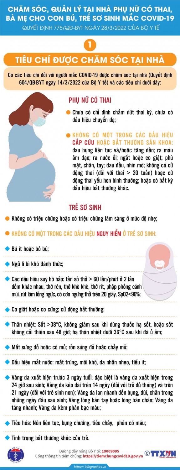 Chăm sóc, quản lý tại nhà phụ nữ có thai, bà mẹ cho con bú, trẻ sơ sinh mắc COVID-19