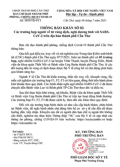 3039 TB SYT ThongBao 03 Ngay 08 7 2021 signed